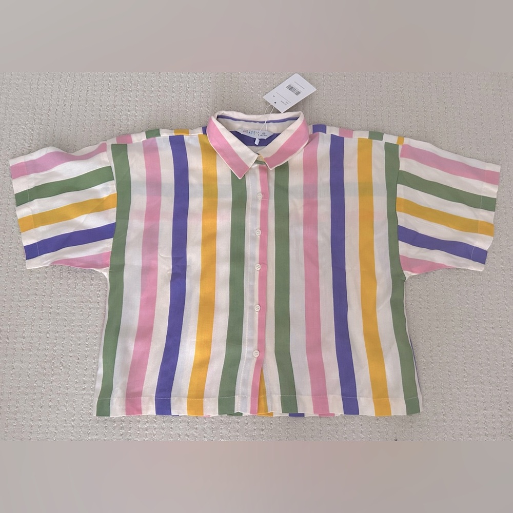FINAL PRICE A Cropped Top, Striped, in Candy Crush Hues, size XS/S - Picture 1 of 8